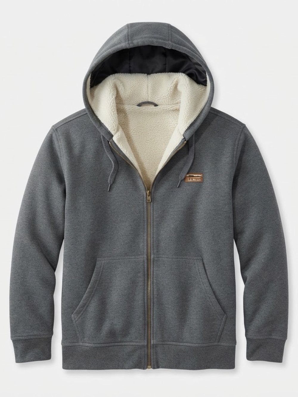 L.L. Bean Gray Sherpa-Lined Full-Zip Hoodie